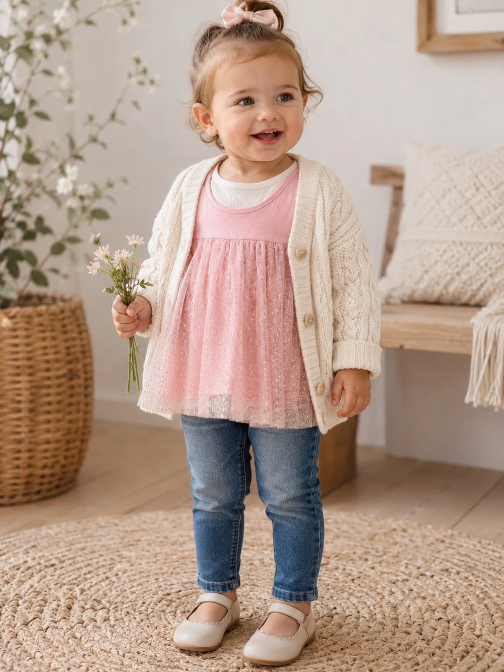 Baby GAP Girls 3T Pink Glitter Tulle Tank Top Empire Waist